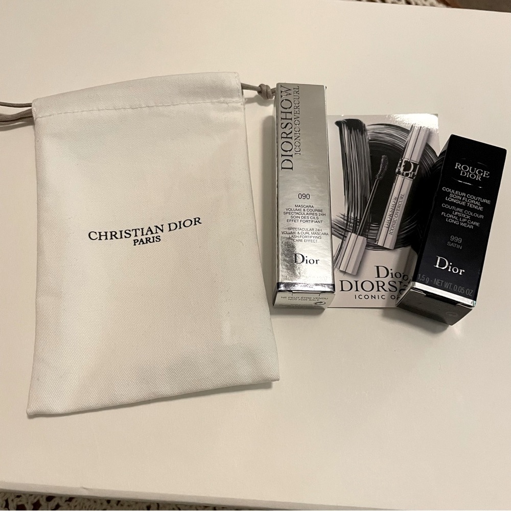 Dior Diorshow Mascara Iconic Overcurl & Rouge Dior Satin Lipstick 999 - Gift Bag